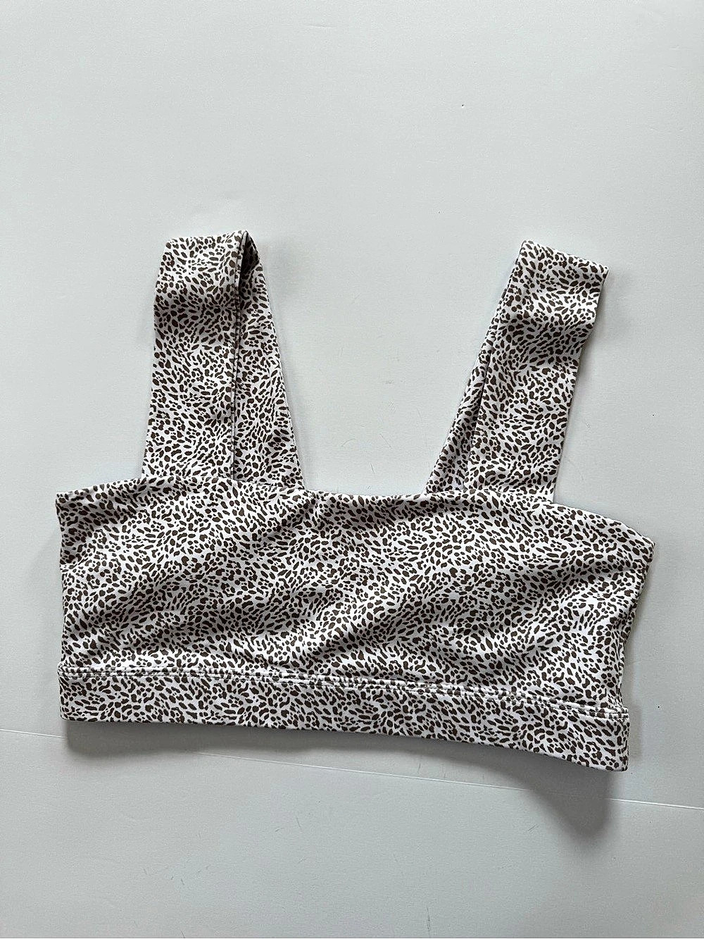 ALLFENIX Animal Print Sports Bra Top in Tan & White